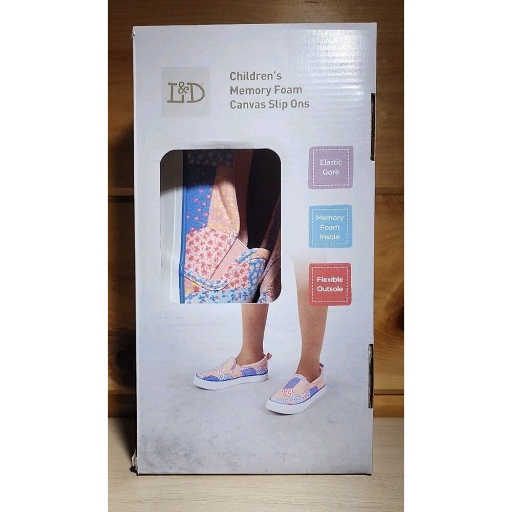 Lily & Dan Girls' Slip-On Canvas Shoes-Patchwork Pastel Floral-Size 2-NEW in Box - Picture 6 of 11